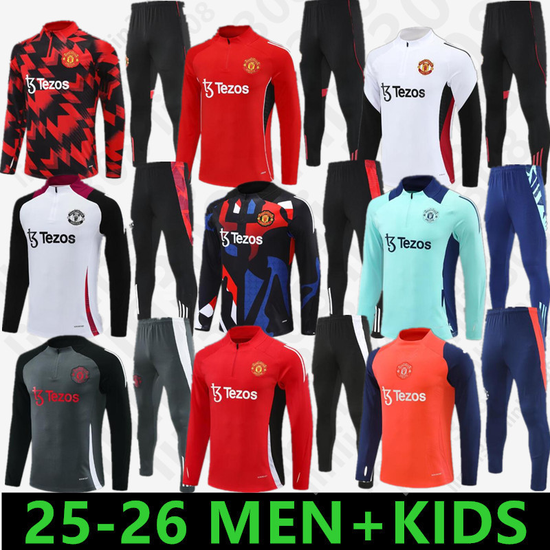 24 25 26soccer tracksuits men football training suit MARTINEZ CUNHA United train AMAD GARNACHO MAINOO tuta jacket kit men and kids survetement686