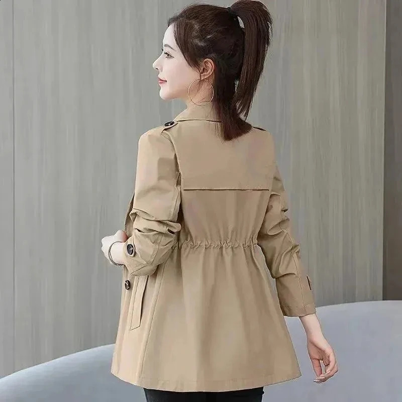 Womens Trench Coats Spring Autumn Jackets Lined Casual Coat Suit Collar Women Korean Fashion Jacket 2025 Slim Pink 250805