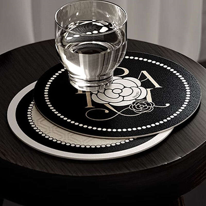 Light Round Coaster Heat Insulation Desktop Bar Mat Kitchen Water Absorption Silicone Pad Camellia Flower Placemat