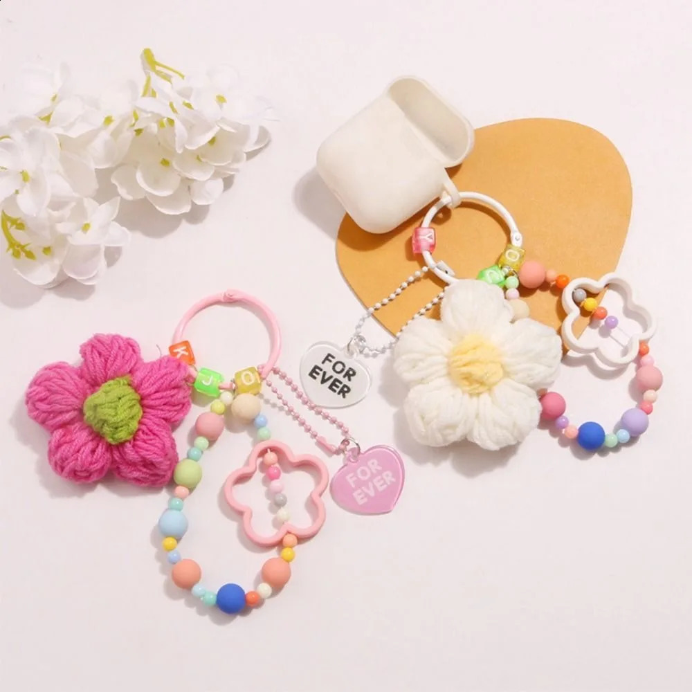 Colorful Bag Pendant Keychain Handmade knitted Five-petaled Flowers Handbag Charm Acrylic Purse Decoration Attractive Keyring 250811