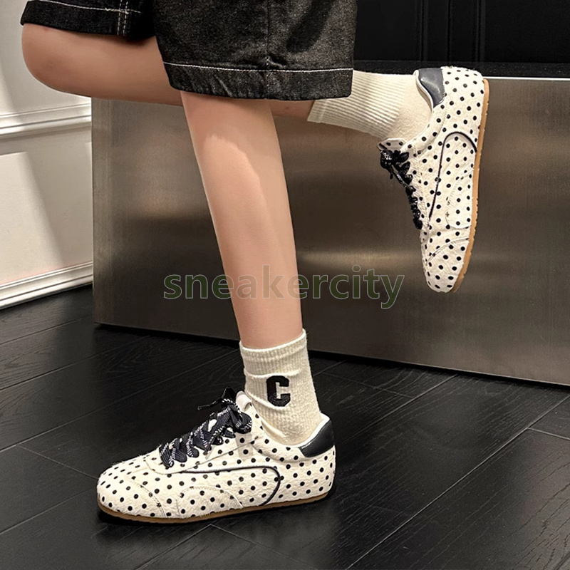 designer shoes fashion polka dot sneakers womens trainers ballet style versatile lightweight non-slip soft soled casual shoes size 35-40