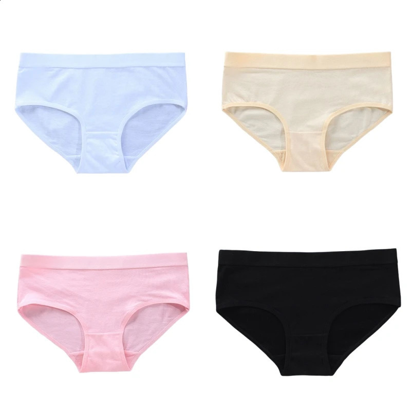 4pcs Childrens Panties Teenage Cotton Underwear Sport Puberty Student Briefs 814Years 250812