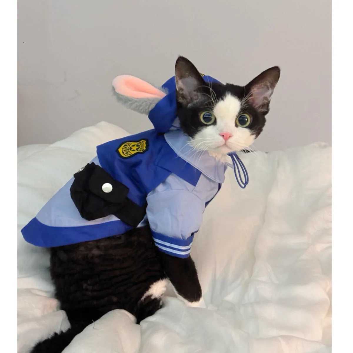 Dog Bunny Police Officer Costume Hat Sets Halloween Funny Cat Cosplay Pet Clothes Kawaii Rabbit Role Play Dog Cat SuppliesXJ250813