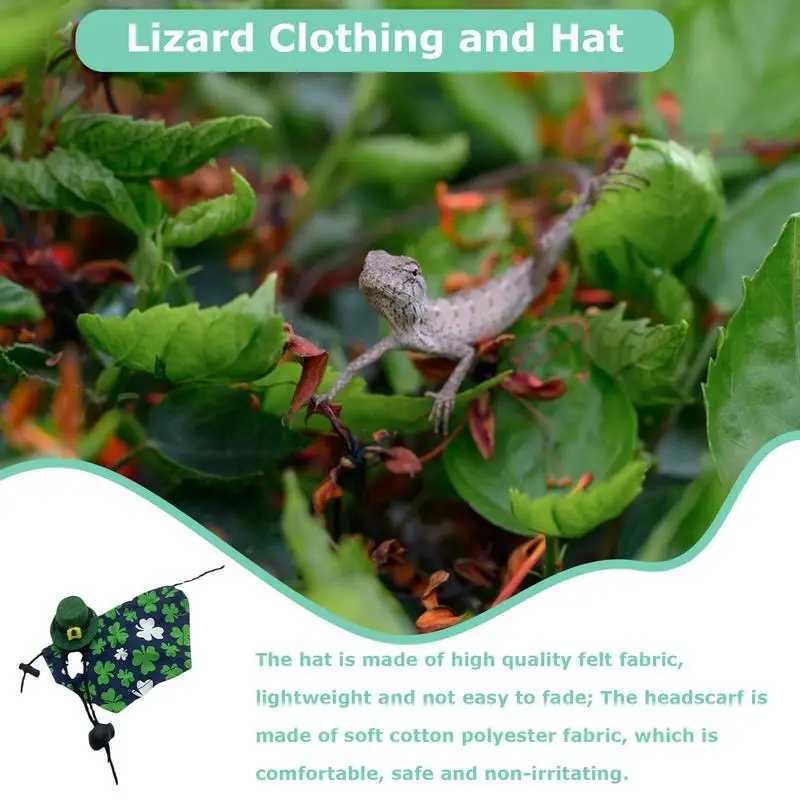 Lizard Clothing And Hat Shamrock Pattern Bandanas Puppy Party Clothing Irish Festival Cosplay Costume Small Animal Outfit For XJ250813