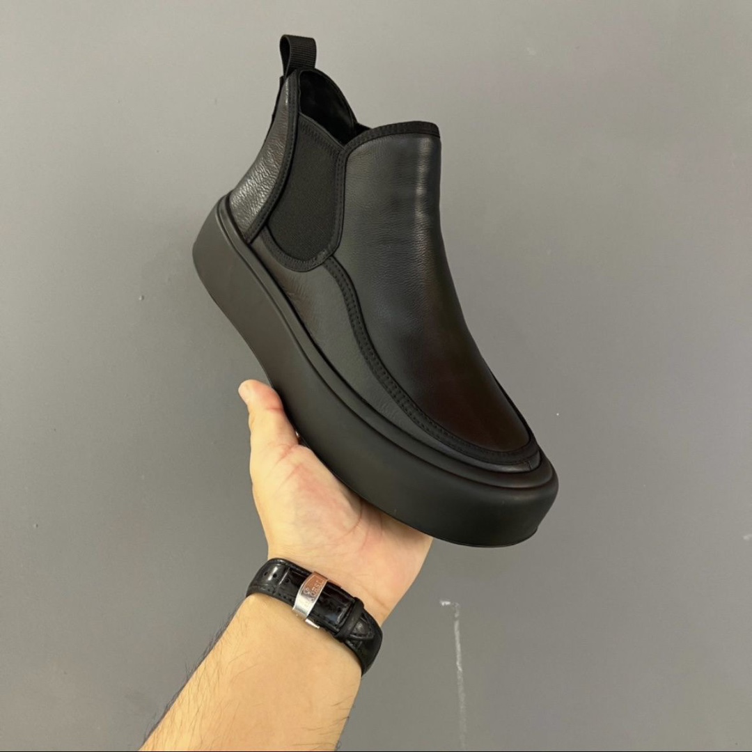 Autumn men's abrasive leather high help a foot turned fur casual boots