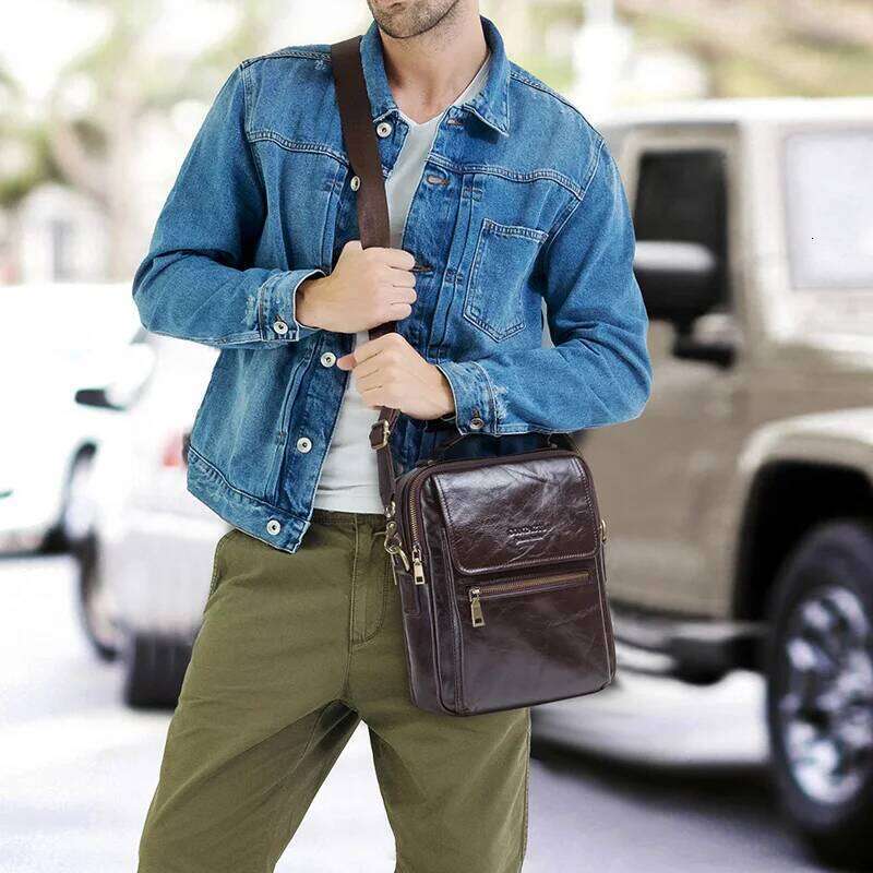 new genuine leather messenger men casual shoulder male flap bag brand crossbody bags for 9.7" Ipad