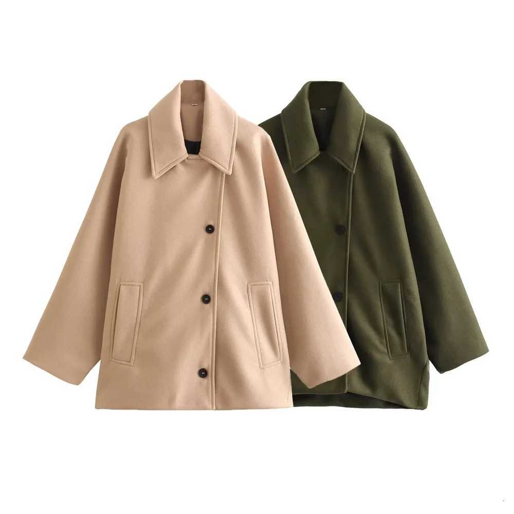 2024ZAR * Spring/Summer Hot Selling New Womens Street Style Retro Wool Blended Single-breasted Short Coat Coat Z250813