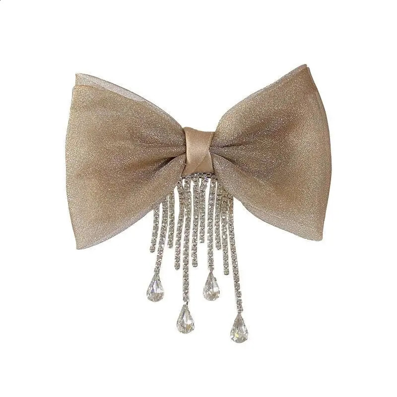 Bow Rhinestone Tassel Hair Clips Barrettes Hairpins For Women Autumn Ponytail Clips Girls Hair Accessories Bling Headwear 250812