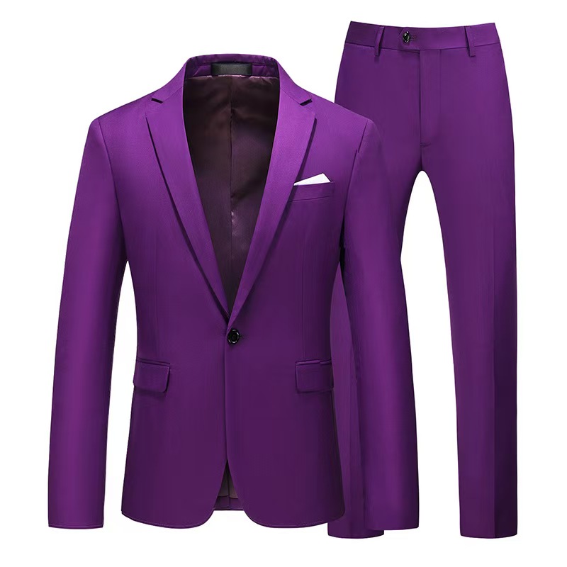 Y1426 two-piece men's suit purple suit casual wedding