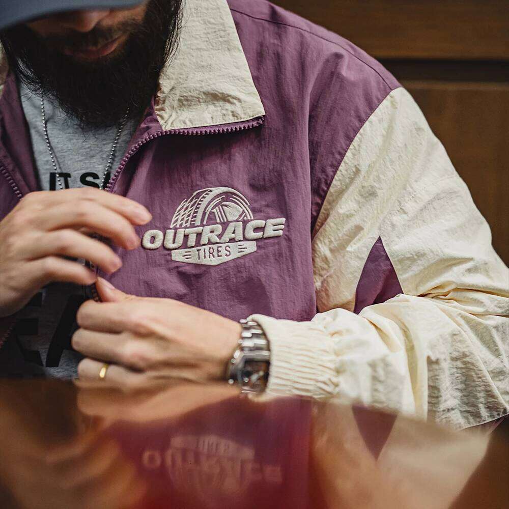 hoodie Maden Vintage Splice Racing Jacket Men's Spring Embroidered Outdoor Motorcycle Style Zip-Up Outerwear Lapel Casual Blue Jackets jacket