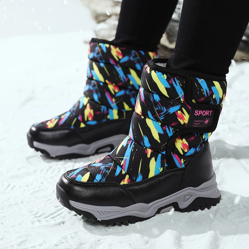 Arrival Winter Children Shoes Plush Waterproof Fabric NonSlip Girl Rubber Sole Snow Boots Fashion Warm Outdoor 250812