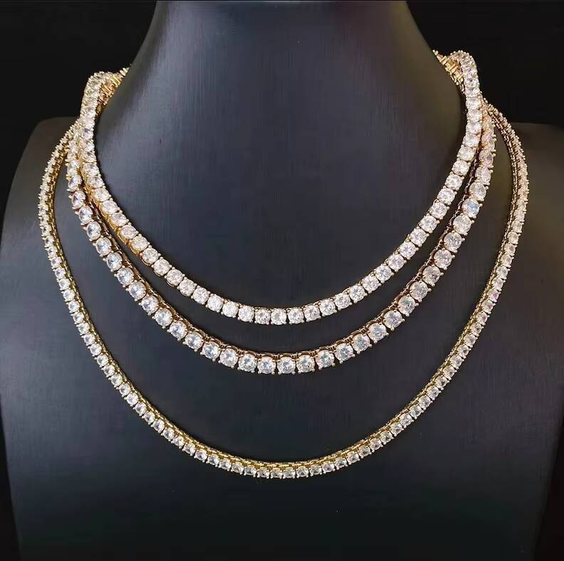 18K White Gold Tennis Chain VVS Moissanite Diamond Chain 14K Gold Link Elegant Mens Wedding Necklaces High Quality Fine Jewelry