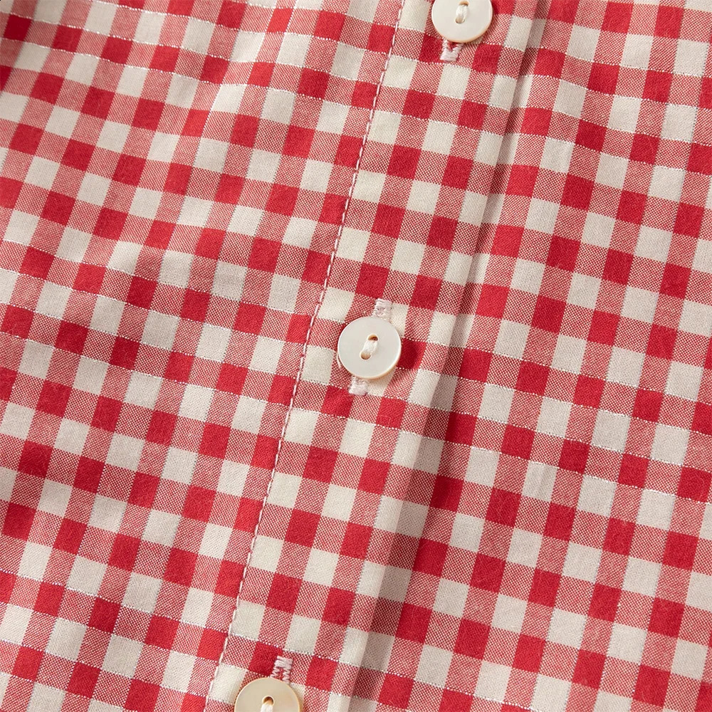 Dave Bella Childrens Red White Plaid Shirt Clothes Autumn Girls Baby Fashion Casual Pure Cotton Top Outdoor Party DB3253344 250812
