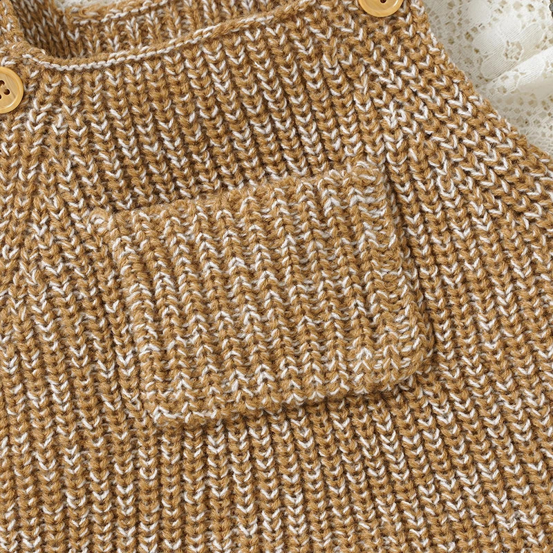 Baby Girl Knitted Sleeveless Jumpsuits Fashion Solid Brown One Piece born Infant Boy Playsuits Overalls 018m Toddler Clothes 250812