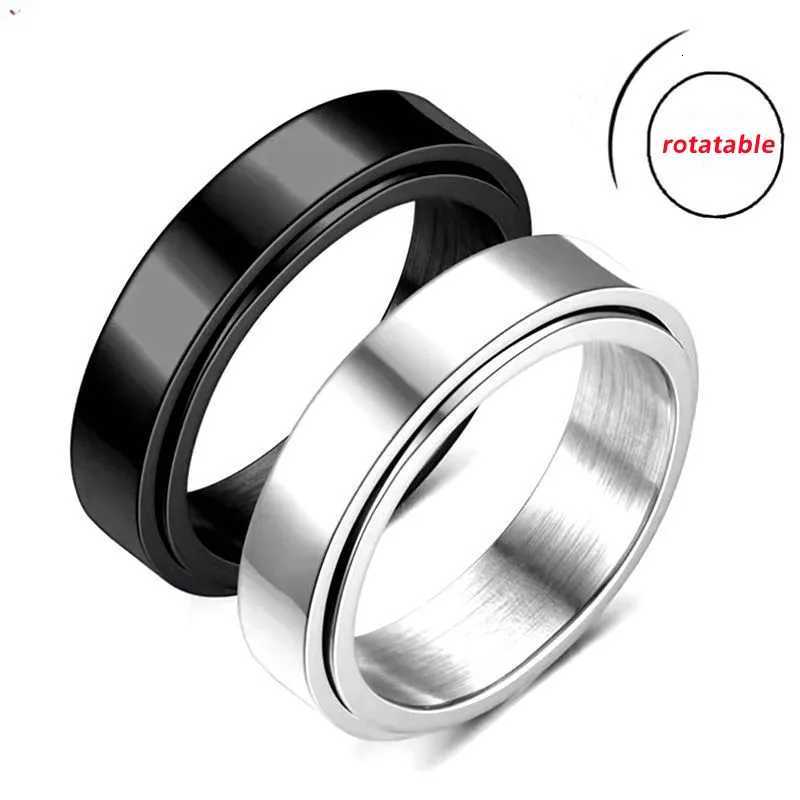 Anti Stress Anxiety Fidget Spinner Couple Rings For Lovers Rotating Stainless Steel Wedding Band Knuckle Rings Jewelry Anillo W250812