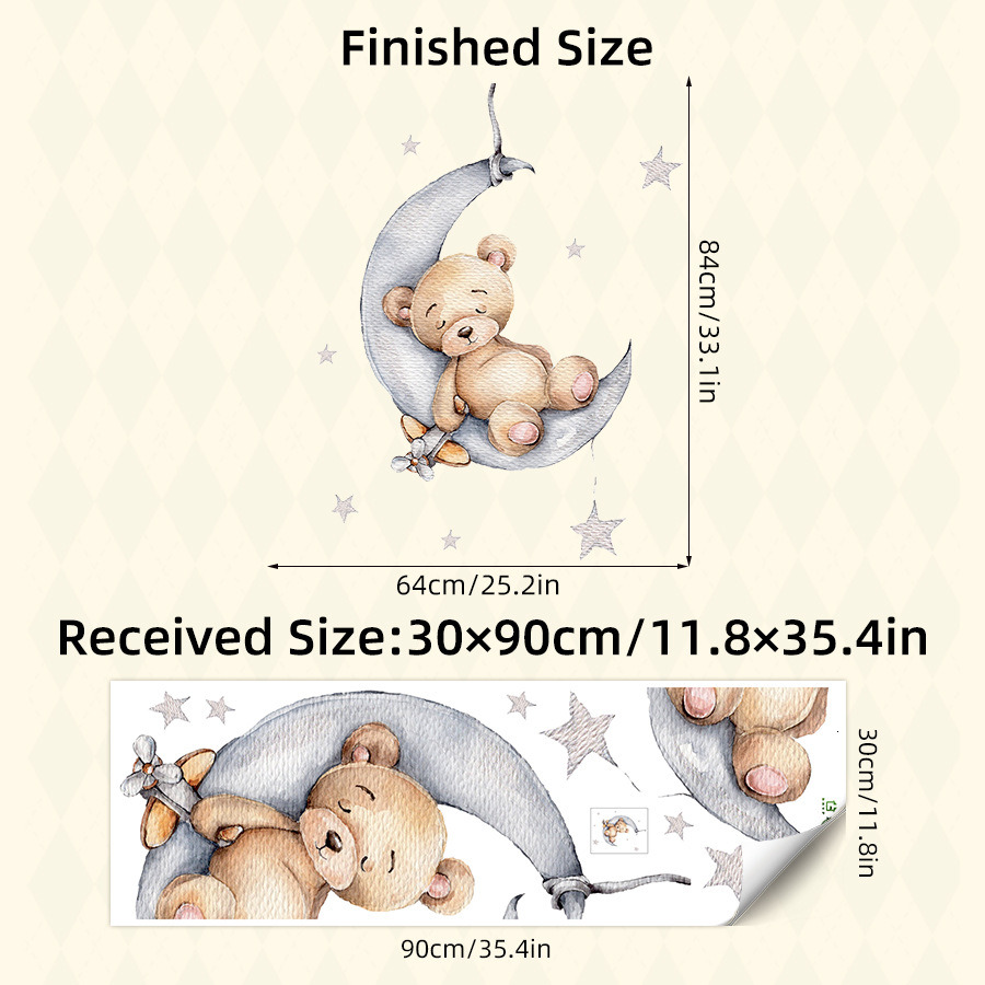 Cartoon Ins Wind Moon Star Cute Bear Self Adhesive Wall Stickers Home Children's Room Decoration Stickers