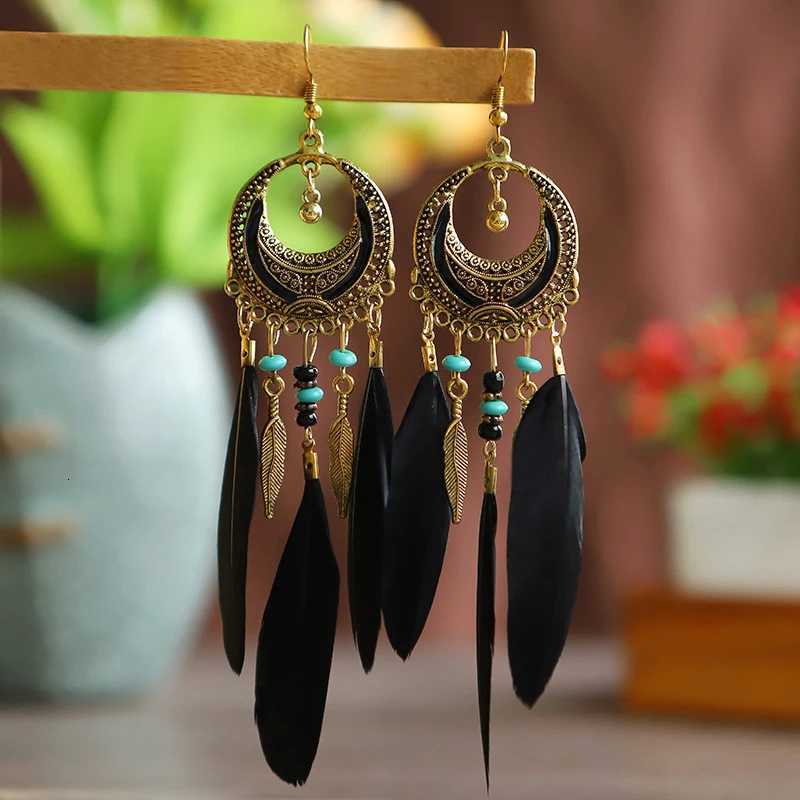 Bohemian Long Feather Dangle Earrings For Women Beach Beaded Handmade Geometric Enamel Drop Wedding Earrings Pendientes Y250812