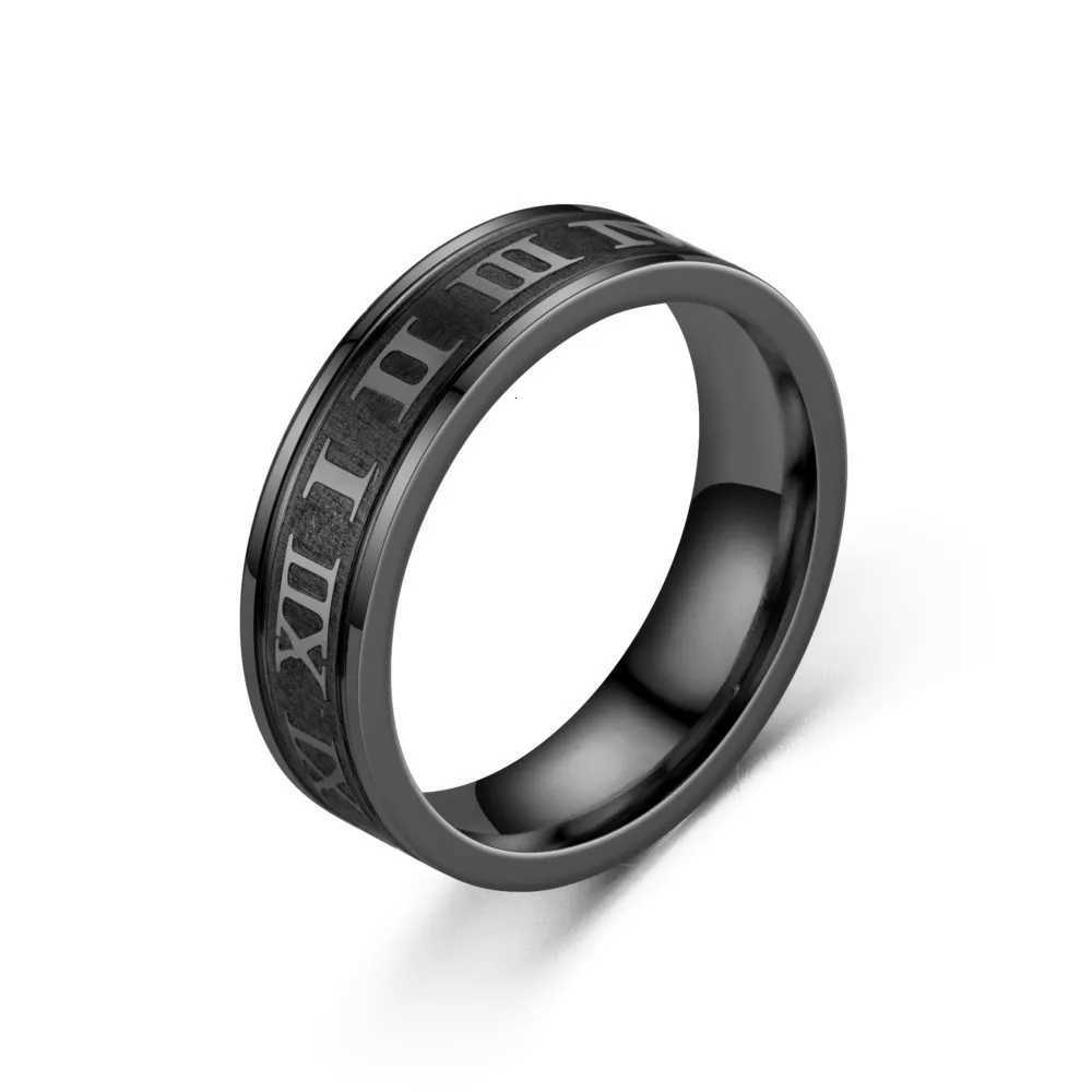 6MM Width Stainless Steel Couple Ring For Men Women Roman Numerals Rings Fashion Party Jewelry Accessories W250812