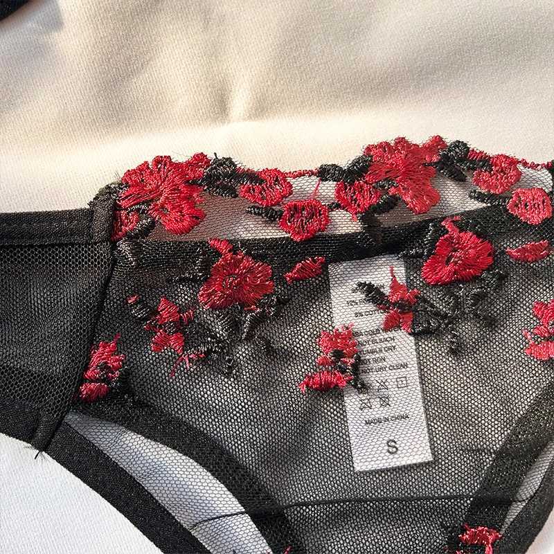 Sexy Underwear For Women Transparent Embroidered Small Flowers Bra Hot Lingerie Panties Intimates Woman Two Piece Set ClothingXJ250812