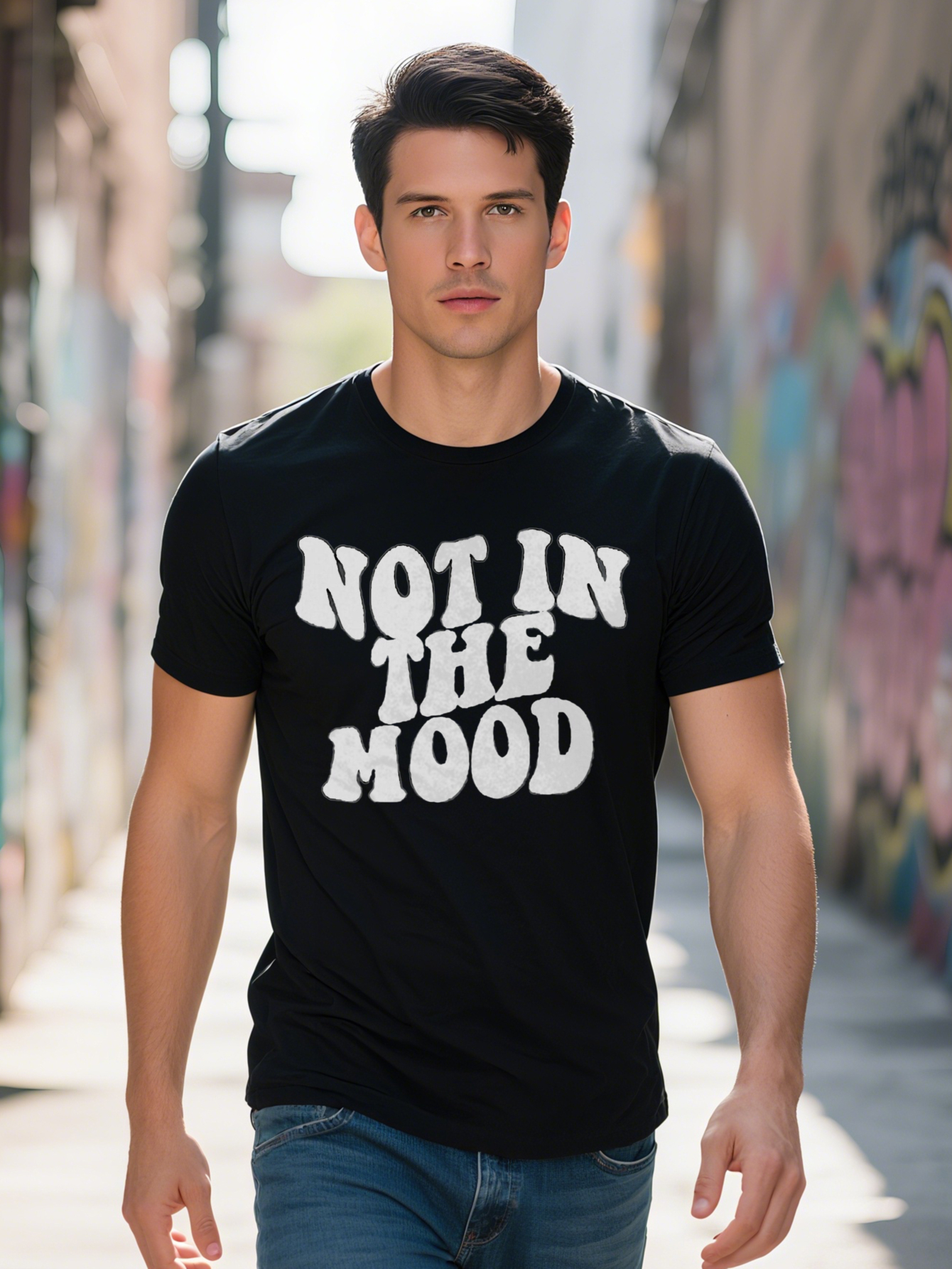 Men S Casual Crew Neck T Shirt with Print Pattern Slight Stretch Regular Fit Summer Wear Knit Fabric gm