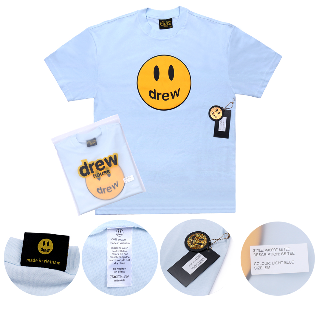 Drew House Designer luxury T shirt men's and women's T-Shirts Smiling-face print