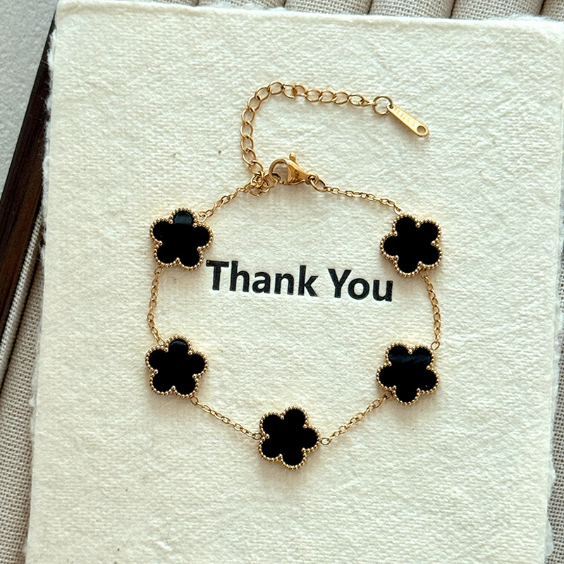 Clover Lucky Bracelet 18K Gold Plated Women's White/Black/Red/Green Flower Four Leaf Chain Bracelet Fashion Jewelry Gift