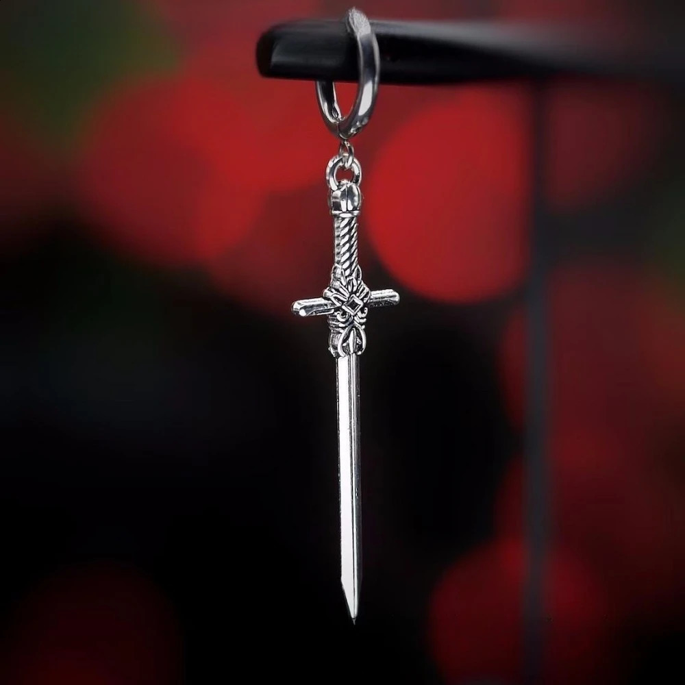 Personality n Punk Goth Style Sword Drop Dangle Earrings for Men Trend Hip Hop Rock Party Jewelry Y2K Accessories 250812