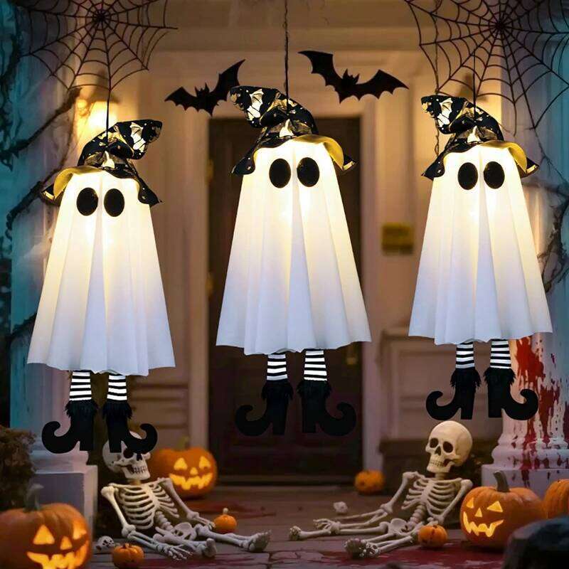 1/2/3pcs LED Light Up Witch Ghost for Halloween Party Home Indoor Outdoor Yard Decoration Scary Hanging Ornaments Gift
