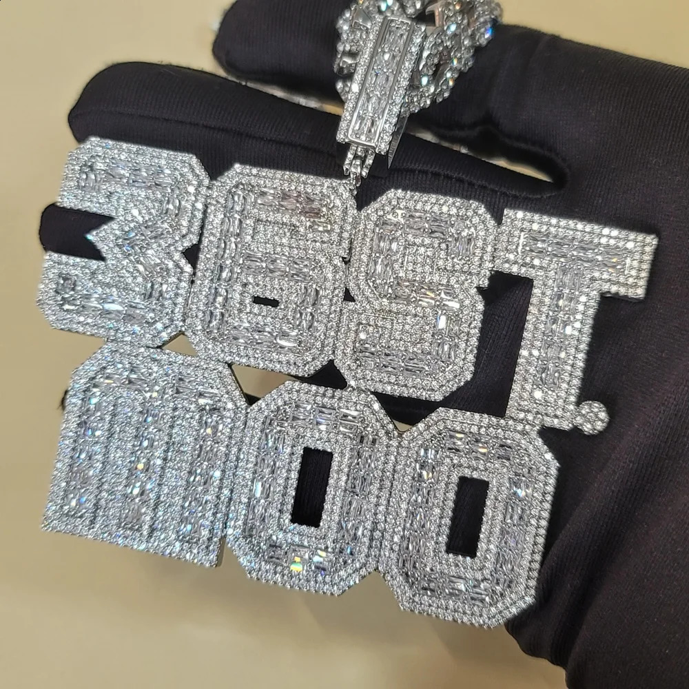 Custom Square Baguettecz Name Pendant Personalized Number Or Letter Necklace Chain For Him Her Birthday Gifts Hip Hop Jewelry 250812
