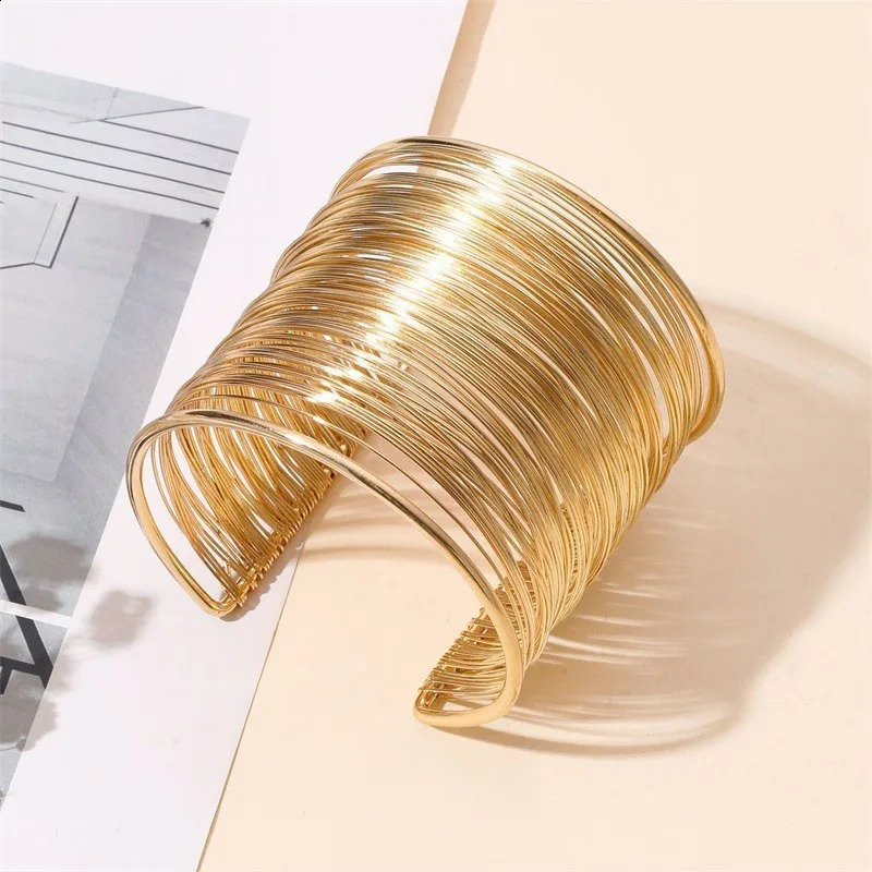 European Statement Open Bracelet Bangles for Women Exaggerate Metal Multilayer Cuff Bangle Party Punk Arm Wrist Charms Jewelry 250812