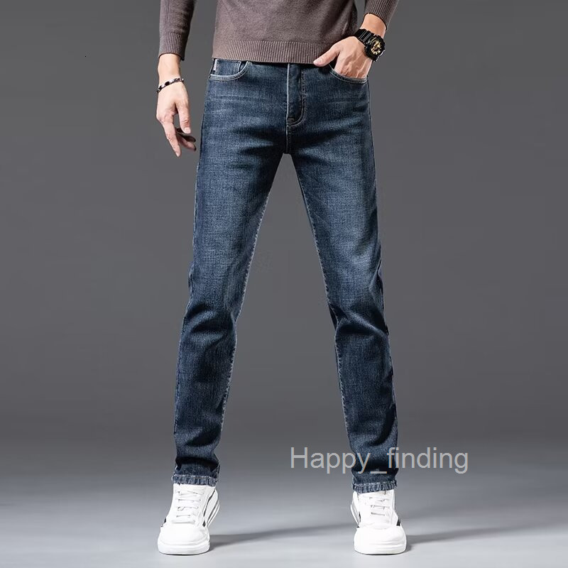 Spring New Mens Stretch Jeans Summer Casual Loose Straight Pants