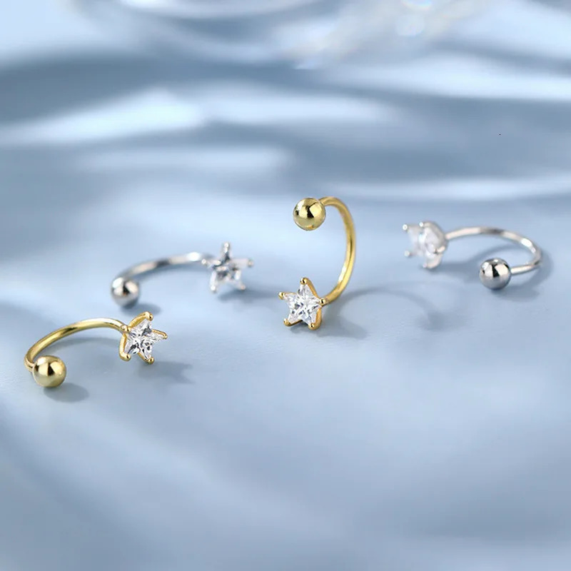Fashion 2PC Stainless Steel Screw Ball Stars Crystal CZ Earring For Women Tragus Cartilage Hoop Earrings Piercing Jewelry 250812