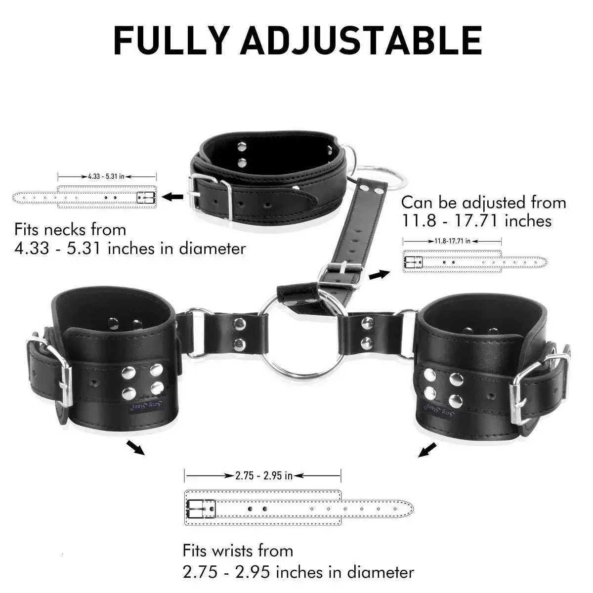 Neck to Wrist Restraints Kit with Nipple Clamps Gag Sex Toys for Women Adjustable Back Handcuffs Collar Bondage SM Sex Game Toys W250813