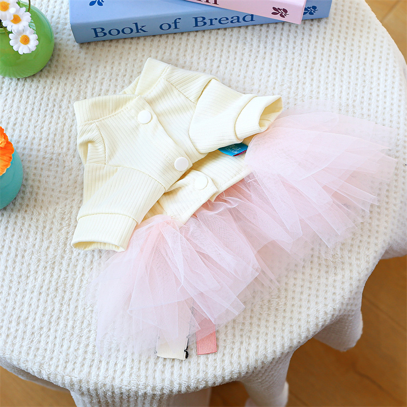 Designer Pet Black Classic Clothing Spring and Autumn Pink Puff Skirt Wedding Dress Princess Dress Suitable for Small and Medium Dogs Pet Sweet Skirt