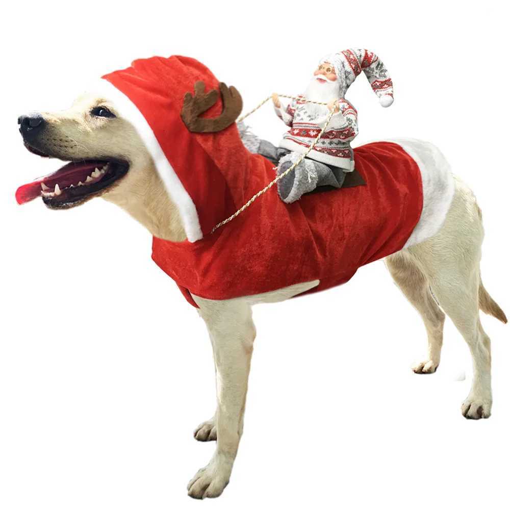 Creative Christmas Dog Costume Funny Christmas Santa Claus Riding on Dog Pet Cat Holiday Outfit Clothes Dressing Xmas XJ250813