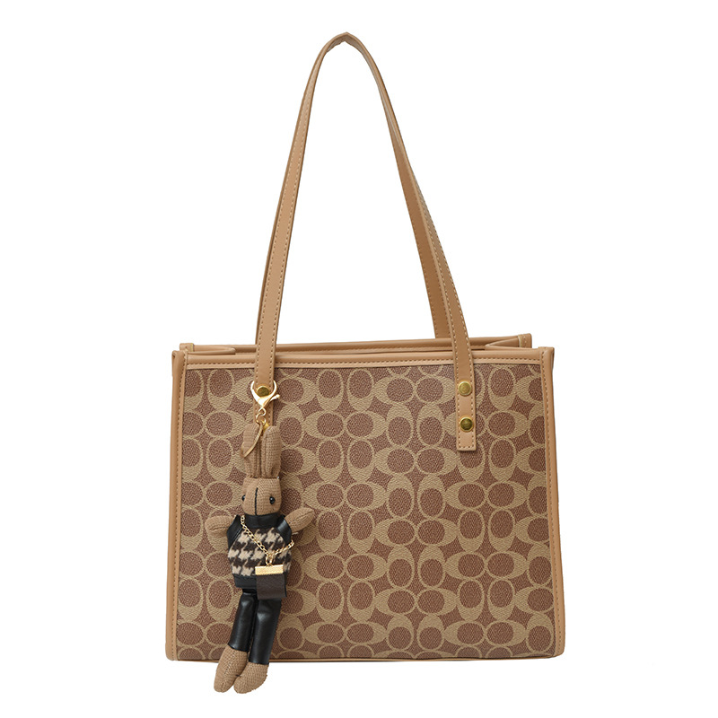 Fashion tote bags for women 2025 new autumn and winter styles simple fashionable and retro letter - printed women's single - shoulder tote bags