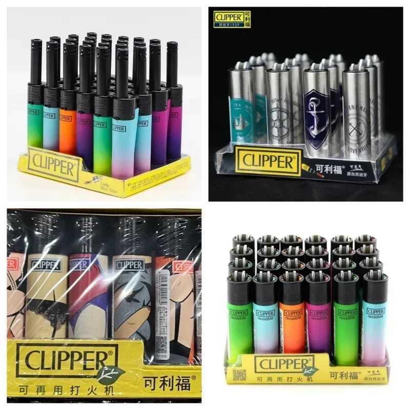 CLIPPER Grinding Wheel Original Butane Lighter Interesting Personty Pattern Refillable Gas Lighters Use Collection 24 Pieces S250813