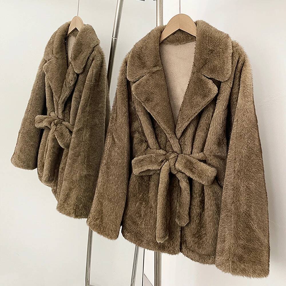 2025 New Autumn Winter Faux Top Clothing Women Long Sleeve Fake Jacket Female Fahsion Thick Warm Artificial Fur Coat