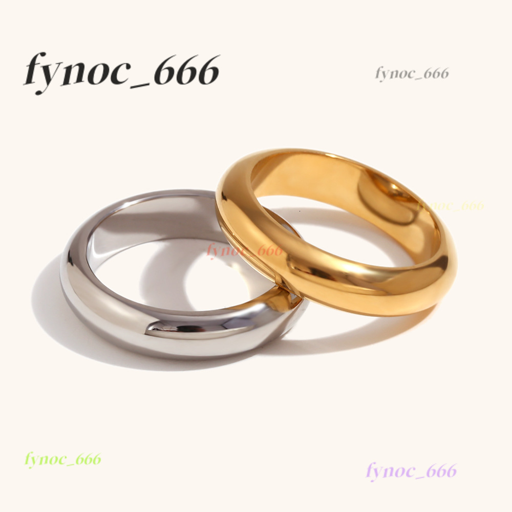 Hot Selling 18K Gold Plated Stainless Steel Ring Simple and Thick Plain Style Trendy Luxury Jewelry for Party Gifts
