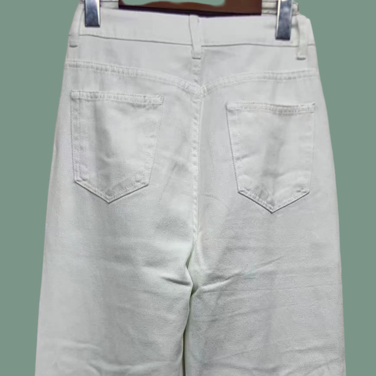 Refreshing and stylish, a must-have for summer, white high-waisted wide-leg jeans 24832