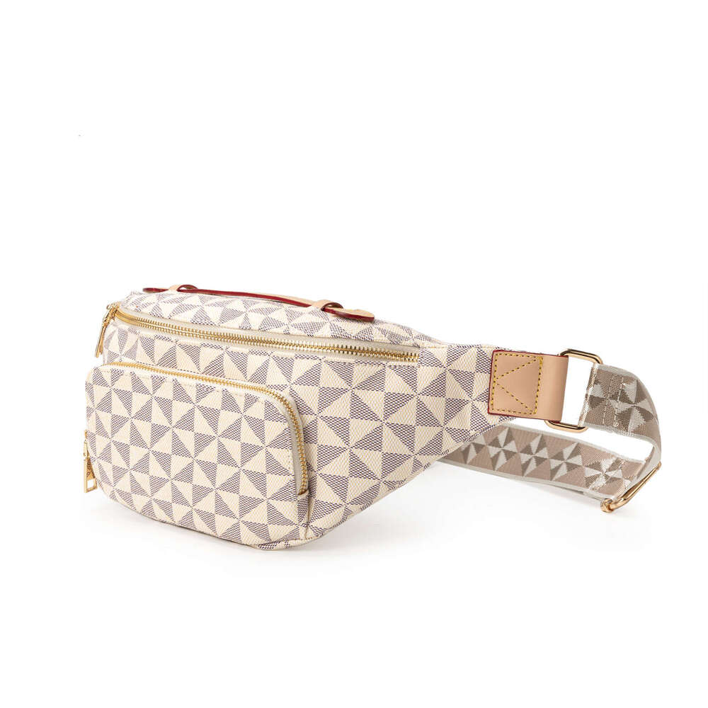 Lacel Urwebin Women's Geometric Triangle Pattern Fanny Pack Large Capacity Multi - Pocket Adjustable Strap Stylish Waist Bag for Daily Travel Spo