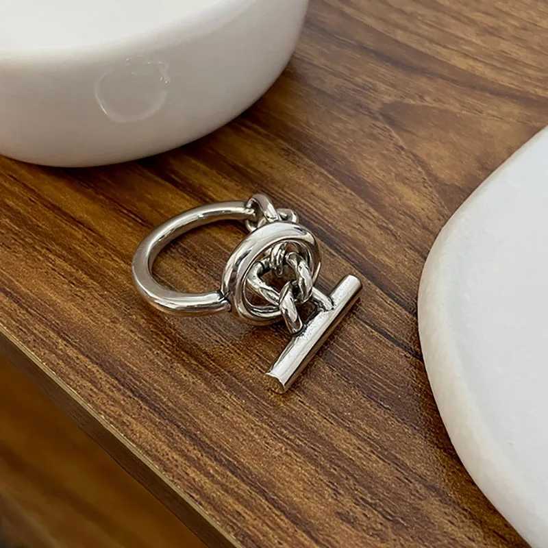 Foxanry Vintage Handmade OT Buckle Engagement Rings for Women Couples New Fashion Creative Geometric Handmade Party Jewelry Gift W250812