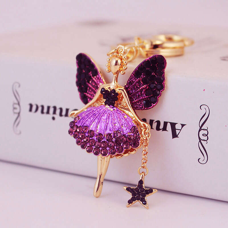 Cute Star Ornaments Angel Girl Butterfly Fairy Car Keychain Women's Bag Accessories Pendant Key Chain 1210