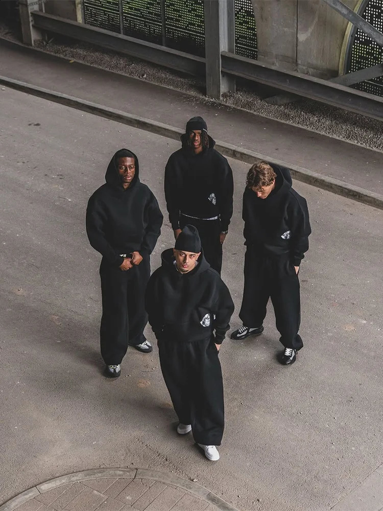 2025 Trendy High Street Retro Casual Streetwear Mens Sports Suit Y2K Harajuku Embroidered Hoodie men Hip-hop Loose Sweatpants 250811