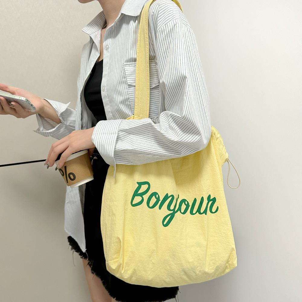 Drawstring Lightweight Cloth Ins Tote Commuting Campus Style Handheld Shoulder Large Capacity Bag ddmymarket