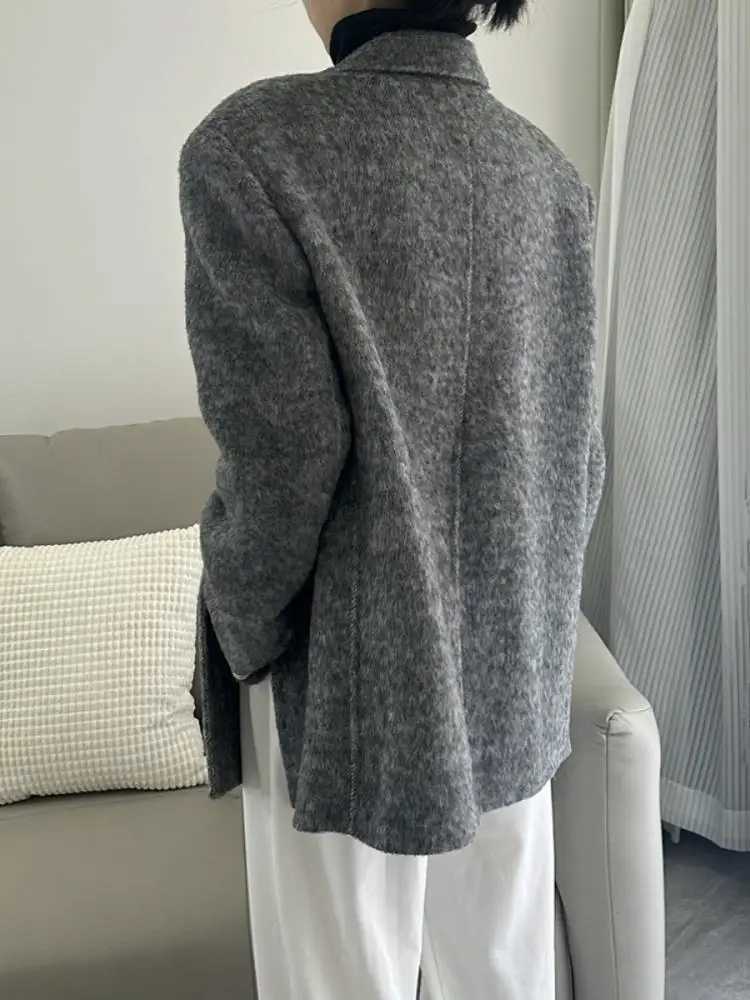 2024 Autumn and Winter Handmade Short Women Wool Coats Outerwear Niche Design Suit Collar Office Lady Woolen Jackets Z250813