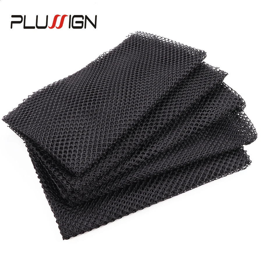 Plussign 5Pcs 100% Polyester Breatheable Fabric Black Hair Weaving Net Stretchable Hairnets Weaving Hairnets For Making Wigs 250812