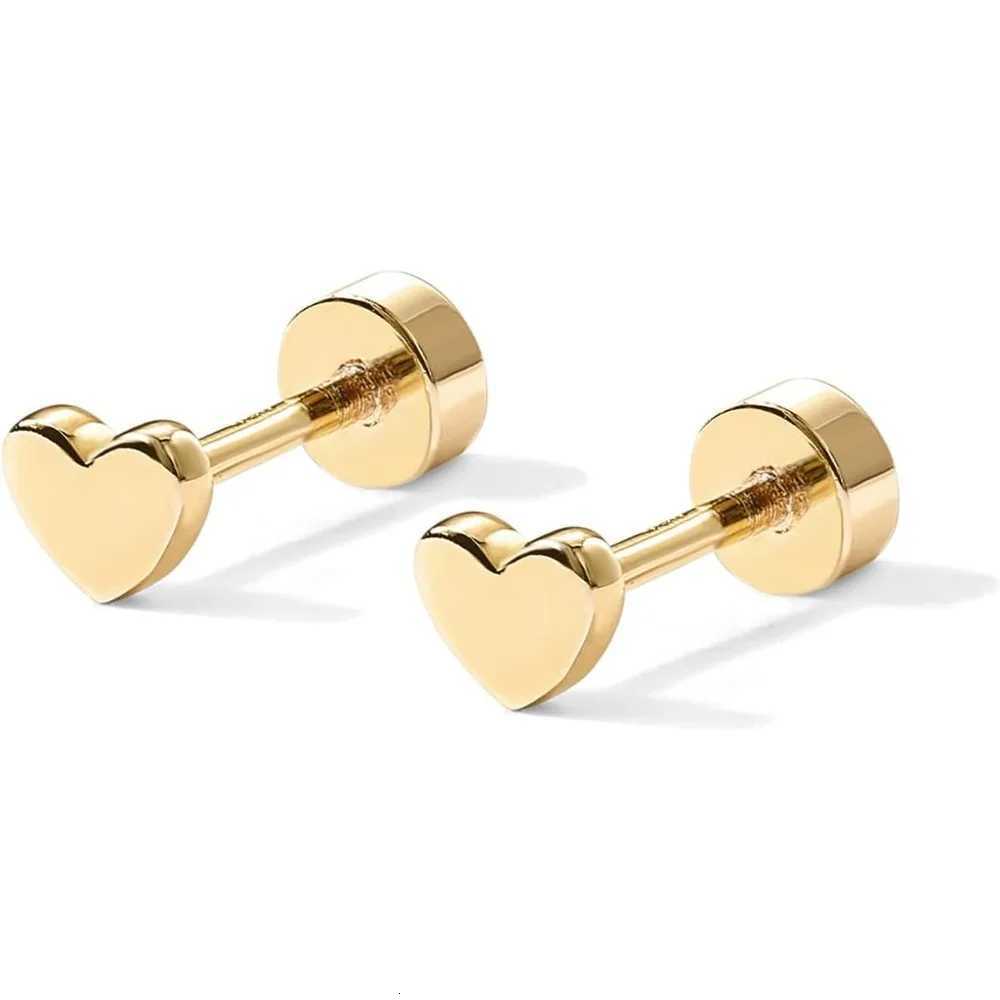 K Gold Plated White Gold Plated Posts Pair of Flat Back Stud Earrings for Women | Heart Earrings H250909