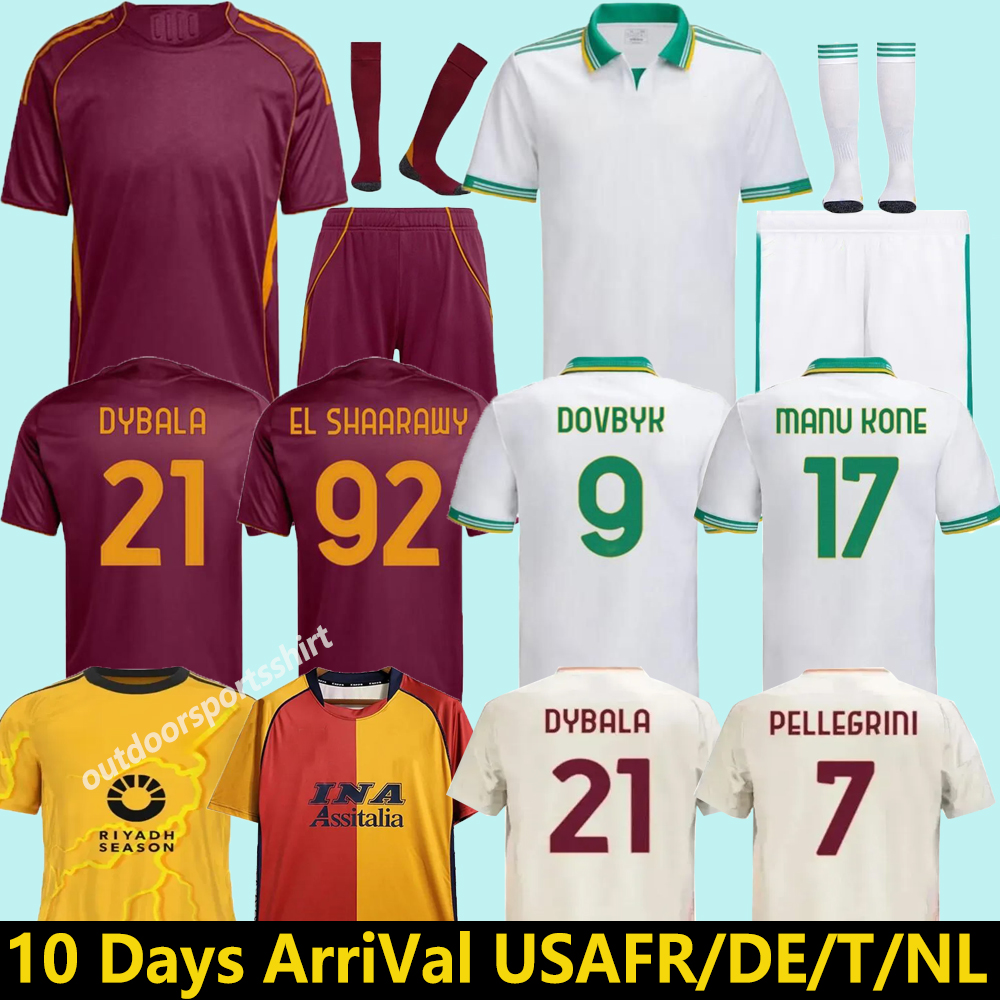25 26 Maglia Roma Third Soccer Jerseys 2025 2026 PELLEGRINI home Away Pellegrini KONE CRISTANTE Dovbyk PARADES DYBALA Football Jersey Shirts Players fans Men Kids