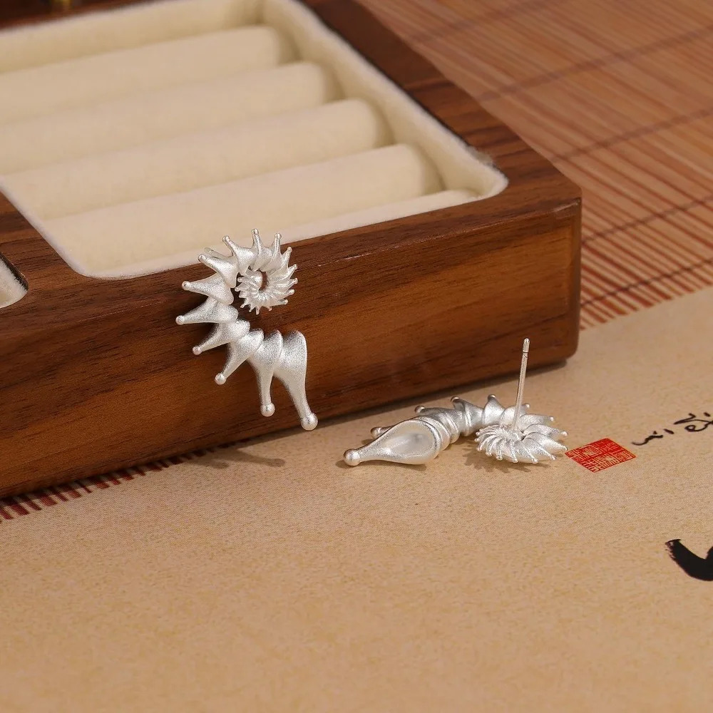 Gothic Personality Stereo Conch Ancient Silver Stainless Steel Stud Earrings for Men Women Hallowmas Punk Jewelry Accessory Gift 250812